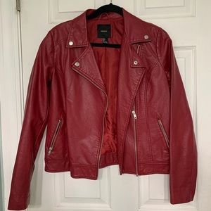 Fiery Red Leather Jacket